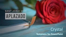  Presentation with feast - PPT theme featuring text-sant-jordi-2020-postponed background and a ocean colored foreground