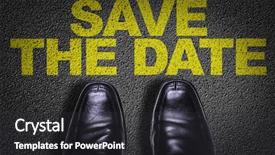  Presentation with save - PPT theme featuring text save the date background and a dark gray colored foreground