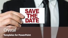  Presentation with business card - Cool new PPT layouts with text save the date backdrop and a tawny brown colored foreground