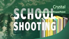  Presentation with shooting gun - Colorful slide set enhanced with text school shooting and gun backdrop and a ocean colored foreground