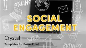  Presentation with how to level up engagement digital workplace gamification - Beautiful PPT layouts featuring text social engagement and workplace backdrop and a light gray colored foreground