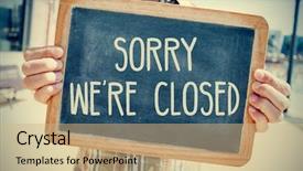  Presentation with closed - Presentation design featuring text sorry we are closed background and a coral colored foreground