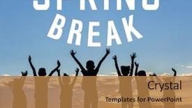  Presentation with spring break - Cool new slide deck with text spring break and children backdrop and a coral colored foreground