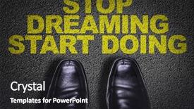  Presentation with shoes - Presentation theme having text stop dreaming start doing background and a dark gray colored foreground