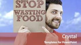  Presentation with stop - Cool new slides with text stop wasting food backdrop and a red colored foreground