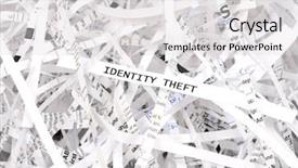  Presentation with identity theft - Slides having text surrounded by shredded paper background and a light gray colored foreground