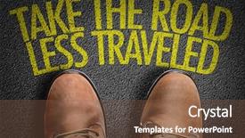  Presentation with asphalt road - Slide deck featuring text take the road background and a tawny brown colored foreground