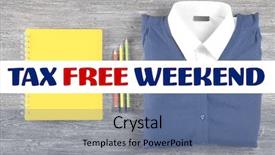  Presentation with free school - PPT layouts having text tax free weekend background and a ocean colored foreground