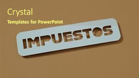  Presentation with taxes - PPT theme enhanced with text-taxes-written-in-spanish background and a coral colored foreground