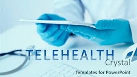  Presentation with telehealth - Colorful PPT theme enhanced with text-telehealth-and-a-doctor backdrop and a cool aqua colored foreground