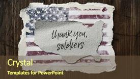  Presentation with united states flag - Amazing PPT layouts having text thank you soldiers backdrop and a tawny brown colored foreground