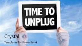  Presentation with once upon a time text - Cool new presentation design with unplugged - tablet pc with text time backdrop and a light blue colored foreground