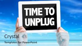  Presentation with unplugged - Presentation theme consisting of unplugged - tablet pc with text time background and a arctic colored foreground