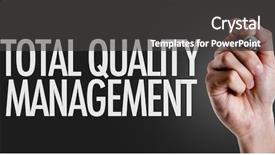  Presentation with quality management - Slides enhanced with text total quality management background and a dark gray colored foreground