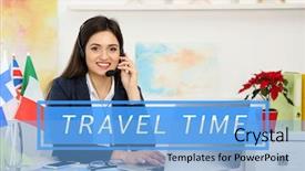  Presentation with time travel - Presentation with text travel time and young background and a light blue colored foreground