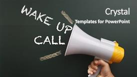  Presentation with wake up call - Presentation design enhanced with text wake up call background and a dark gray colored foreground