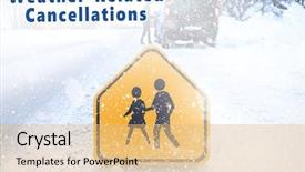  Presentation with winter weather - Theme having text weather-related cancellations background and a coral colored foreground