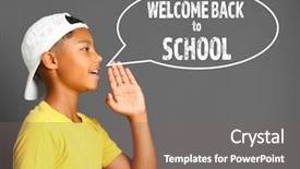  Presentation with back school - Slide set having text welcom back to school background and a gray colored foreground
