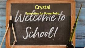 Presentation with rustic chalkboard - Cool new PPT layouts with text welcome to school backdrop and a tawny brown colored foreground
