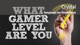  Presentation with high level - Amazing slide set having text what gamer level backdrop and a dark gray colored foreground