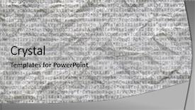  Presentation with computer software - Audience pleasing presentation theme consisting of text without sense produced by a faulty software or user mistake - computer gibberish printout on white crumpled paper backdrop and a light gray colored foreground