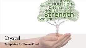  Presentation with green science - Cool new presentation design with text word cloud or tagcloud backdrop and a soft green colored foreground