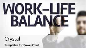  Presentation with work life balance - Colorful presentation theme enhanced with job performance job satisfaction - business man pointing to transparent backdrop and a white colored foreground