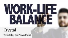  Presentation with work life balance - Beautiful slides featuring job performance job satisfaction - business man pointing the text backdrop and a white colored foreground