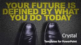  Presentation with team business top view - Cool new presentation design with text your future is define backdrop and a dark gray colored foreground