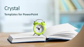  Presentation with alarm - PPT layouts consisting of textbook on table time background and a sky blue colored foreground