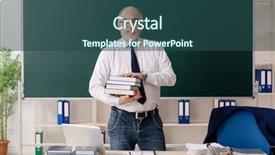  Presentation with aged study - Amazing presentation theme having textbook science - aged male teacher in front backdrop and a ocean colored foreground