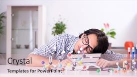  Presentation with exam - Audience pleasing slide deck consisting of textbook science - young student physicist preparing backdrop and a soft green colored foreground