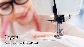  Presentation with glasses - Theme with textile - happy young woman in glasses background and a lemonade colored foreground