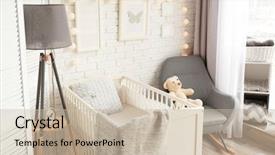  Presentation with interior - Presentation theme enhanced with textile - interior of light modern children's background and a soft green colored foreground