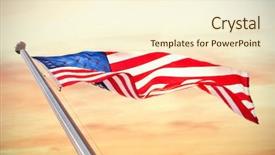  Presentation with american flag - Amazing presentation design having textile 3d - american flag against scenic view backdrop and a cream colored foreground