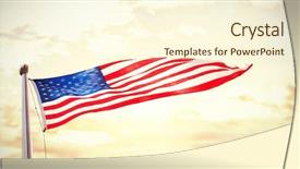  Presentation with american flag waving - Slide set with textile 3d - american flag waving over white background and a cream colored foreground