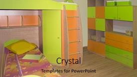  Presentation with textile - Audience pleasing PPT theme consisting of textile 3d - children room backdrop and a coral colored foreground