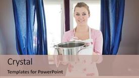  Presentation with textile - Slides having textile 3d - digital composite of housewife background and a coral colored foreground