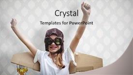  Presentation with air - Amazing presentation having textile 3d - happy girl standing with hands backdrop and a light gray colored foreground