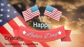  Presentation with labor - Presentation design with textile 3d - happy labor day text badge background and a coral colored foreground