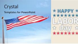  Presentation with sky blue - Audience pleasing PPT theme consisting of textile 3d - happy labor day text backdrop and a light blue colored foreground