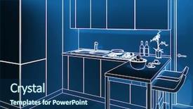  Presentation with indoor playgroung - Presentation design with textile 3d - indoor kitchen 3d background and a ocean colored foreground