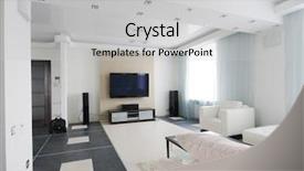  Presentation with apartment - Theme featuring textile 3d - modern apartment interior photo background and a light gray colored foreground