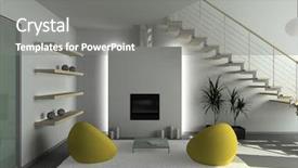  Presentation with room interior design - PPT theme having textile 3d - modern design interior of living-room background and a gray colored foreground