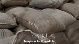  Presentation with textile - Slide set having textile-bag-filled-with-roasted background and a dark gray colored foreground