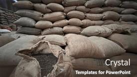  Presentation with textile - PPT theme consisting of textile-bag-filled-with-roasted background and a tawny brown colored foreground