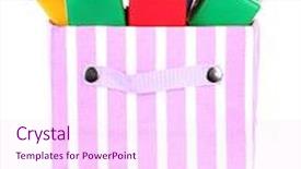  Presentation with textile - Presentation theme with textile box with bright blocks isolated on white background and a pink colored foreground