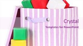  Presentation with geo textile - Colorful PPT layouts enhanced with textile box with bright blocks backdrop and a pink colored foreground