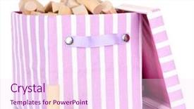  Presentation with textile - Slide set with textile box with wooden building background and a pink colored foreground