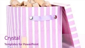  Presentation with textile wool - Beautiful slide set featuring textile box with wooden building backdrop and a pink colored foreground